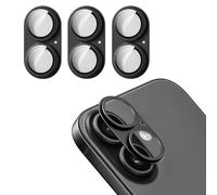 SRLWMYI Pack of 3 17 Camera Protection, Full Coverage, 9H Tempered Glass Ring Cover with Matt Metal Plate, Perfect Fit, Supports Camera Flash, HD Photography, Does Not Influence on the Case