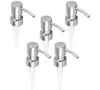 SRMAN 5Pcs Stainless Steel Soap Pump Replacement 28 Teeth Metal Bottle Nozzles Lotion Dispenser