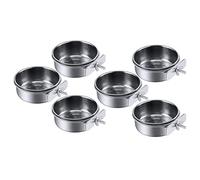 SRMAN 6-Piece Bird Feeder Cup Stainless Steel Parrot Feeder Cup Animal Cage Water Food Bowl S