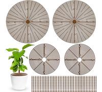 Srmayyi 4 Pcs Plant Pot Grid,20.5 Inch 11.8 Inch Soil Protector Covers Cuttable Flower Pot Grid,Cat Digging Stopper Baby Safety Plant Pot Cover with Stakes for Indoor Outdoor