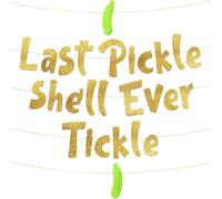 SRMIRO Bachelorette Party Banner, 'Last Pickle She’ll Ever Tickle' Gold Glitter Cardboard Straight Banner, 16 Feet Long, 6 Inch Tall Letters
