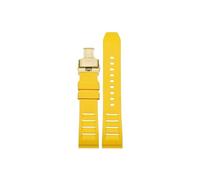 Srndsydak 20mm 22mm Fit for Breitling Avenger Super Ocean Fluoro Rubber Watch band(Yellow golden Folding buckle,20mm)