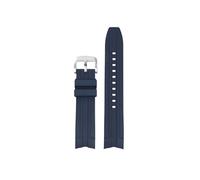 Srndsydak 21mm Fluorine Rubber Watch band Fit for Longines Conquest L3.781/ L3.782/ L3.742.2(Blue-Silver)