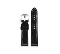 Srndsydak 22mm 24mm 26mm 20mm Retro leather Watch band Fit for Panerai/Seiko/Tissot(A Black silver,20mm)