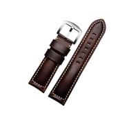 Srndsydak 22mm 24mm 26mm 20mm Retro leather Watch band Fit for Panerai/Seiko/Tissot(A Dark brown silver,24mm)