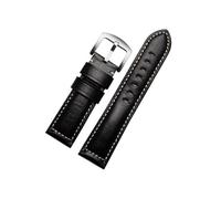 Srndsydak 22mm 24mm 26mm 20mm Retro leather Watch band Fit for Panerai/Seiko/Tissot(Black silver,24mm)