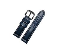 Srndsydak 22mm 24mm 26mm 20mm Retro leather Watch band Fit for Panerai/Seiko/Tissot(Blue black,24mm)