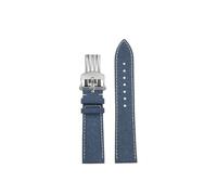 Srndsydak 22mm Genuine Leather Watchband Fit for Breitling Avenger Blackbird Watch Strap B01 Super Ocean Blue Green Bracelet(Blue White silver folding)