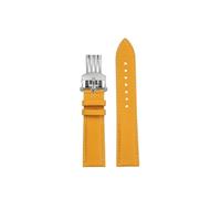 Srndsydak 22mm Genuine Leather Watchband Fit for Breitling Avenger Blackbird Watch Strap B01 Super Ocean Blue Green Bracelet(Yellow silver folding)