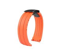 Srndsydak 22mm Rubber Curved End Watch Strap Folding buckle Fit for Mido/Tissot Seastar T120.407 Men Watch Band(Orange black buckle)