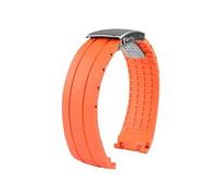 Srndsydak 22mm Rubber Curved End Watch Strap Folding buckle Fit for Mido/Tissot Seastar T120.407 Men Watch Band(Orange silver buckle)