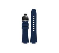 Srndsydak 26-12mm Fit for Tissot PRX T137.407 T137.410 Men's Fashion Silicone WatchBand Stainless Steel Metal Buckle(Blue-black Folding)
