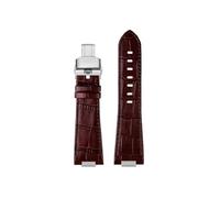 Srndsydak 26x12mm Convex End Leather Watchband Fit for Tissot 1853 PRX Series Watch Strap T137.407 T137.410(A Brown Folding)