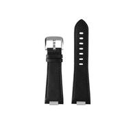 Srndsydak 26x12mm Convex End Leather Watchband Fit for Tissot 1853 PRX Series Watch Strap T137.407 T137.410(B Black Pin buckle)