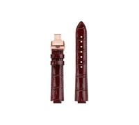Srndsydak Bright Genuine Leather Watchband Fit for Cartier Blue Balloon Fashion Cowhide 14mm 16mm 18mm Women Watchstrap(Wine red-Rose gold Folding,14-8mm)