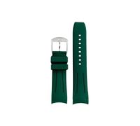 Srndsydak Curved end 22mm Rubber Watch Strap Stainless Steel Buckle Fit for Citizen Blue Angel Second Generation JY8078(Green-silver pin)