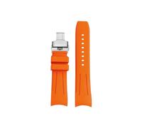 Srndsydak Curved end 22mm Rubber Watch Strap Stainless Steel Buckle Fit for Citizen Blue Angel Second Generation JY8078(Orange-SK Folding)
