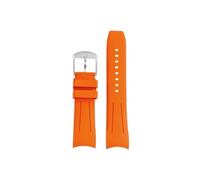 Srndsydak Curved end 22mm Rubber Watch Strap Stainless Steel Buckle Fit for Citizen Blue Angel Second Generation JY8078(Orange-silver pin)