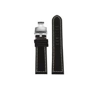 Srndsydak Extended 230mm Lenght Thicken Leather Watch band 22mm 24mm Fit for Panerai/Seiko/Hamilton/Tissot/Breitling(B Black-Silver,22mm)
