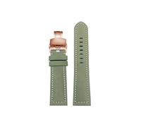 Srndsydak Extended 230mm Lenght Thicken Leather Watch band 22mm 24mm Fit for Panerai/Seiko/Hamilton/Tissot/Breitling(B Army green-Rose gold,22mm)