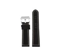 Srndsydak Extended 230mm Lenght Thicken Leather Watch band 22mm 24mm Fit for Panerai/Seiko/Hamilton/Tissot/Breitling(A Black-Silver,24mm)