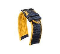 Srndsydak Fit for Seiko No. 5 Submariner/Diving tin/Abalone Series Watch band Nylon Rubber Bottom 20/21/22/23/24mm(Blue yellow-black,20mm)