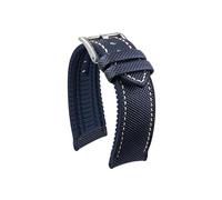 Srndsydak Fit for Seiko No. 5 Submariner/Diving tin/Abalone Series Watch band Nylon Rubber Bottom 20/21/22/23/24mm(Blue blue-silver,21mm)