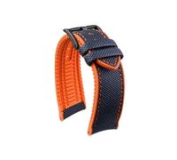 Srndsydak Fit for Seiko No. 5 Submariner/Diving tin/Abalone Series Watch band Nylon Rubber Bottom 20/21/22/23/24mm(Blue orange-black,23mm)