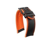 Srndsydak Fit for Seiko No. 5 Submariner/Diving tin/Abalone Series Watch band Nylon Rubber Bottom 20/21/22/23/24mm(Black orange-black,24mm)