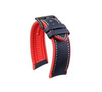 Srndsydak Fit for Seiko No. 5 Submariner/Diving tin/Abalone Series Watch band Nylon Rubber Bottom 20/21/22/23/24mm(Blue red-black,20mm)