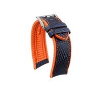 Srndsydak Fit for Seiko No. 5 Submariner/Diving tin/Abalone Series Watch band Nylon Rubber Bottom 20/21/22/23/24mm(Blue orange-silver,23mm)