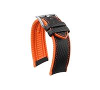 Srndsydak Fit for Seiko No. 5 Submariner/Diving tin/Abalone Series Watch band Nylon Rubber Bottom 20/21/22/23/24mm(Black orange-silver,22mm)