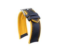Srndsydak Fit for Seiko No. 5 Submariner/Diving tin/Abalone Series Watch band Nylon Rubber Bottom 20/21/22/23/24mm(Blue yellow-silver,20mm)