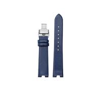 Srndsydak Fit for Versace Watch SCI080016 SCI070016 Women V-notch Thin Leather Watch Band 18mm(A Dark Blue-Silver)