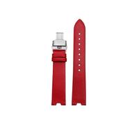 Srndsydak Fit for Versace Watch SCI080016 SCI070016 Women V-notch Thin Leather Watch Band 18mm(A Red-Silver)