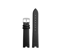 Srndsydak Fit for Versace Watch SCI080016 SCI070016 Women V-notch Thin Leather Watch Band 18mm(Black-Silver)