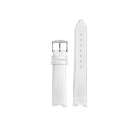 Srndsydak Fit for Versace Watch SCI080016 SCI070016 Women V-notch Thin Leather Watch Band 18mm(White-Silver)