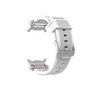 Srndsydak Men Silicone Sports Watch Band Fit for Samsung Galaxy Watch Ultra 47mm Stainless Steel Connector No Gaps Bracelet(White)