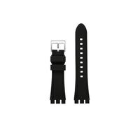 Srndsydak Men's Silicone Watch Strap 19mm 21mm Fit for Swatch YVS YCS YAS YGS Rubber Watchband Waterproof Sports Wrist Band(Black Silver Buckle,Width 21mm)
