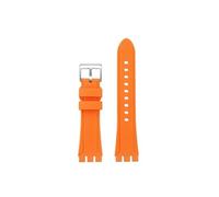 Srndsydak Men's Silicone Watch Strap 19mm 21mm Fit for Swatch YVS YCS YAS YGS Rubber Watchband Waterproof Sports Wrist Band(Orange Silver Buckle,Width 21mm)
