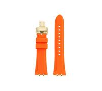 Srndsydak Metal Adapter Men Wristband Fit for Tudor Royal M28600 M28603 41mm Modified Waterproof Silicone WatchStrap Accessories(Orange-gold folding)