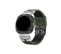 Srndsydak No Gaps Loop Strap Fit for Samsung Galaxy Watch Ultra 47mm Luxury Men Rubber Bracelet Curved End Watch Band(Silver green black A)
