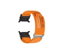 Srndsydak Nylon Travel Loop No Gaps Stainless Steel Men Watch Band Fit for Samsung Galaxy Watch Ultra 47mm(Black orange)