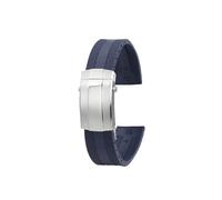 Srndsydak Silicone Watch strap 22mm Fit for Breitling Superocean Navitimer Avenger Rubber Watchband Folding Buckle(Blue steel buckle)