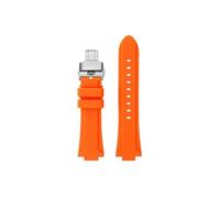 Srndsydak Silicone Watch Strap Fit for Citizen Photokinetic Red Magic CC3039/3079/3035 Modified Convex Raised Men Bracelet(Orange silver Folding)