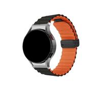 Srndsydak Unisex Silicone Watch band Fit for Samsung Galaxy Watch 7 6 5 4/ FE/ 6Classic 4Classic/ 5Pro(Silver black orange,For Galaxy 4 44/40mm)