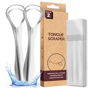 Srnede Tongue-Scraper for Adults Tongue Cleaner Oral Care Aids in Fresh Breath Reduce Bad Breath Metal Tongue Scrapers Stainless Steel with Travel Case 2 Pack