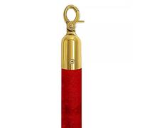 SRNSAEB 2 4 6 8 10 12 14 16 18 20 Ft Red Velvet Stanchion Rope, Divider Crowd Control Barrier Rope With Polished Gold Hooks For Movie Theaters Carpet Events (Size : 13ft(396cm))