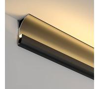 SRNSAEB Aluminum Light Channel Crown Molding/Ceiling Wall Edge Profile Trim, Heavy Duty Led Diffuser Strip Cover, Lighting Skirting Boards,(Black 8cm (3 1/8"),2.6m/8.5')