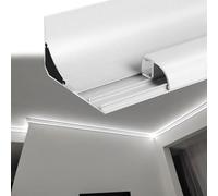 SRNSAEB Aluminum Light Channel Crown Molding/Ceiling Wall Edge Profile Trim, Heavy Duty Led Diffuser Strip Cover, Lighting Skirting Boards,(White 6cm (2 2/5"),4.4m/14.4')